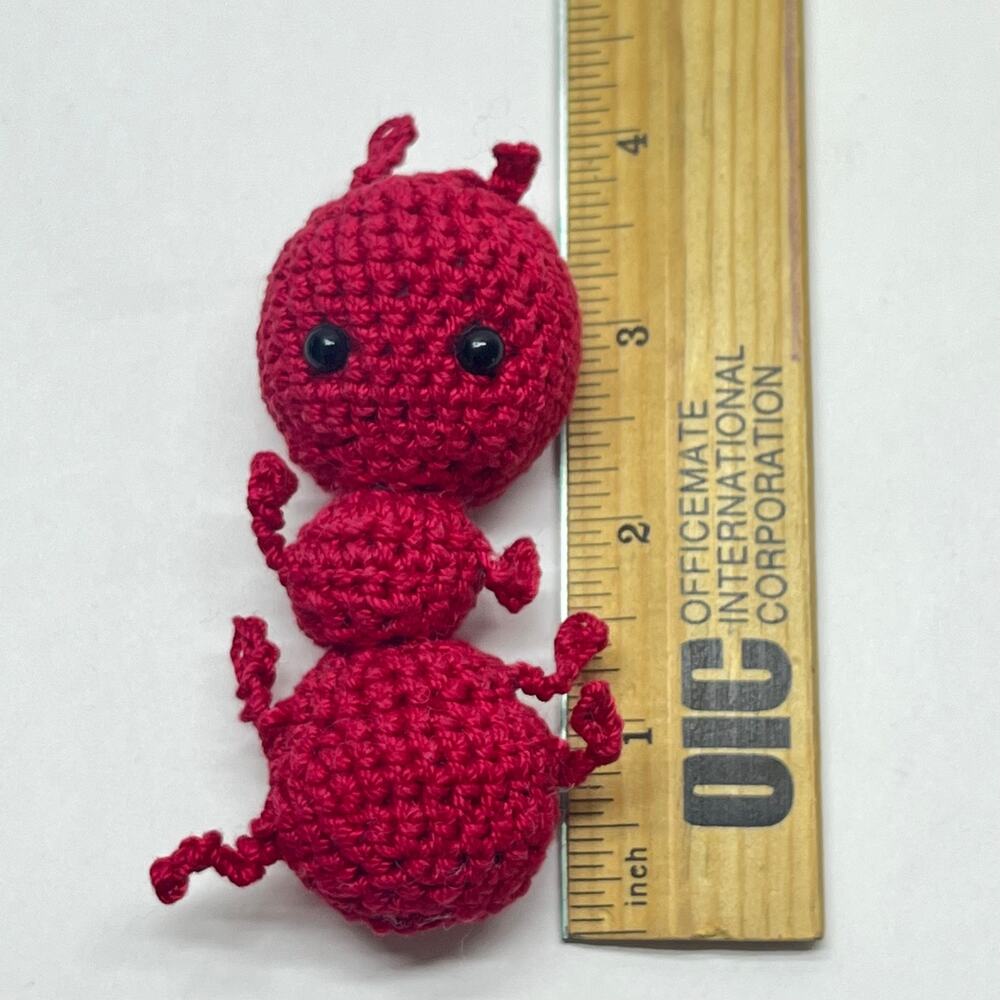 hand crocheted red‎ ant plush stuffed animal  amigurumi 4 inch